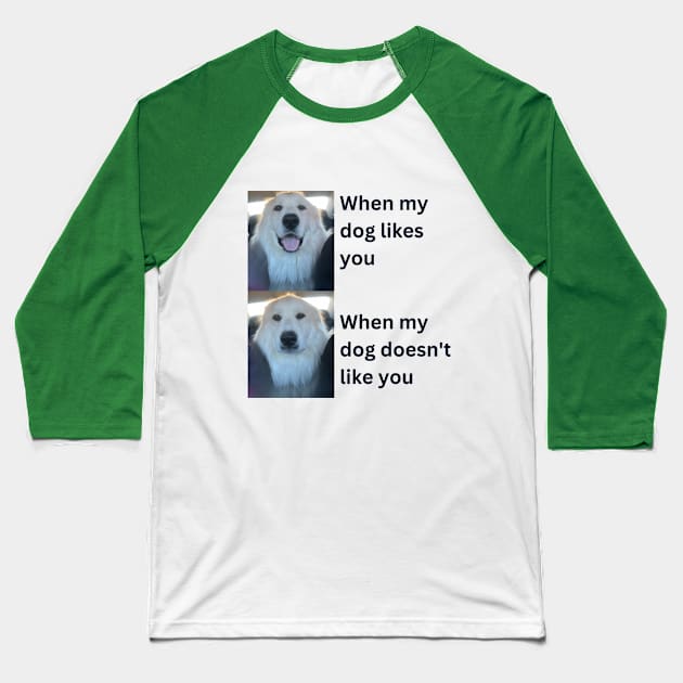 When my dog likes you vs when my dog doesn't Baseball T-Shirt by rford191